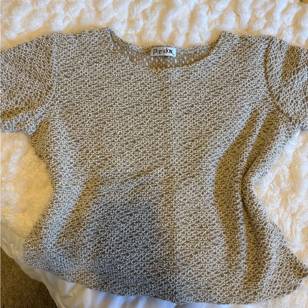 Paradox tan and White Patterned Top